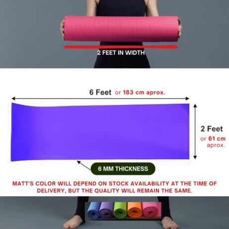 6mm Thickness Yoga Mat + Cover + Carry Strap – 2ft x 6ft, EVA , Non-Slip Exercise Mat for Home Workout, Pilates, Gym & Fitness (Anti-Skid, Eco-friendly) Pack of 1 - Image 3