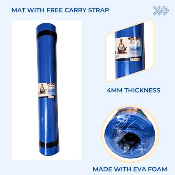 4mm Thickness Yoga Mat – 2ft x 6ft, EVA , Non-Slip Exercise Mat for Home Workout, Pilates, Gym & Fitness (Anti-Skid, Eco-friendly)
