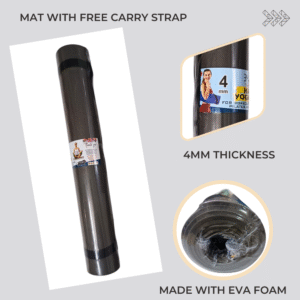 4mm Thickness Yoga Mat – 2ft x 6ft, EVA , Non-Slip Exercise Mat for Home Workout, Pilates, Gym & Fitness (Anti-Skid, Eco-friendly)
