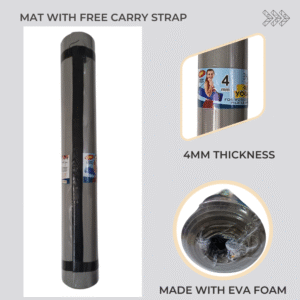 4mm Thickness Yoga Mat – 2ft x 6ft, EVA , Non-Slip Exercise Mat for Home Workout, Pilates, Gym & Fitness (Anti-Skid, Eco-friendly)