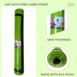 4mm Thickness Yoga Mat – 2ft x 6ft, EVA , Non-Slip Exercise Mat for Home Workout, Pilates, Gym & Fitness (Anti-Skid, Eco-friendly)