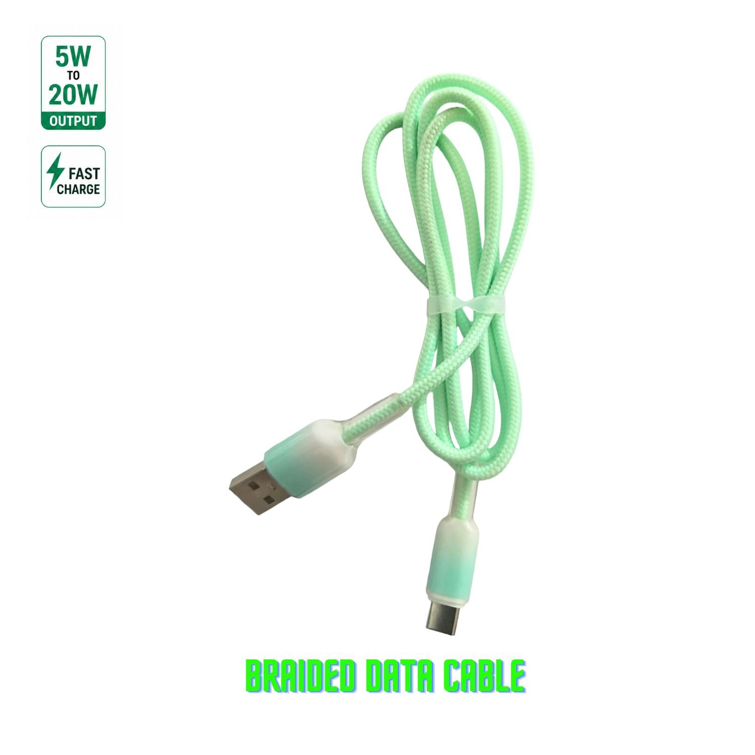 2 DYNEBEAM® Data Cable/Charging Cable/Braided Data Cable up to 20w, Fast Cable USB to Type C (Pack of 1) - Image 1