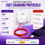 DYNEBEAM USB Type C Fast Charging Cable, 6A, 1 Meter, Soft Silicone USB A to Type C Data Cable, Supports SuperVOOC, VOOC, Warp, Dash, Dart & SuperDart Charging, Compatible with OnePlus, Realme & Oppo Smartphones, Android Auto, Apple CarPlay, (Pack of 1) - Image 4